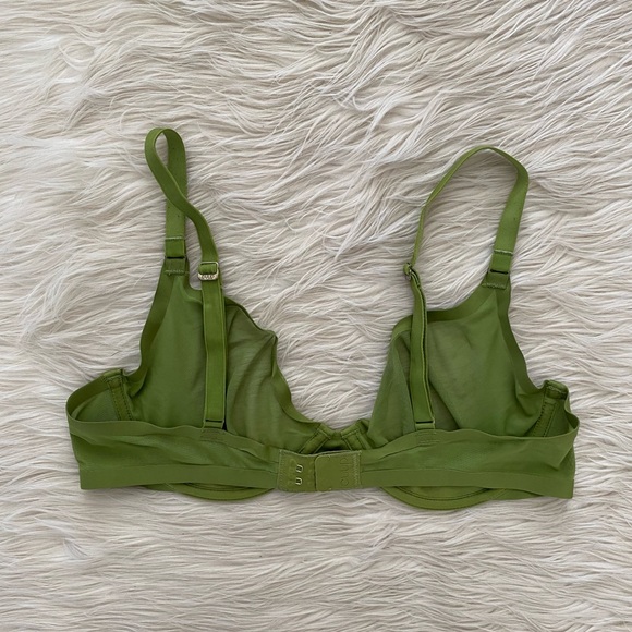 CUUP Grass Green Sheer Mesh V-Neck Lightweight The Plunge Bra 34C RARE - Picture 6 of 11